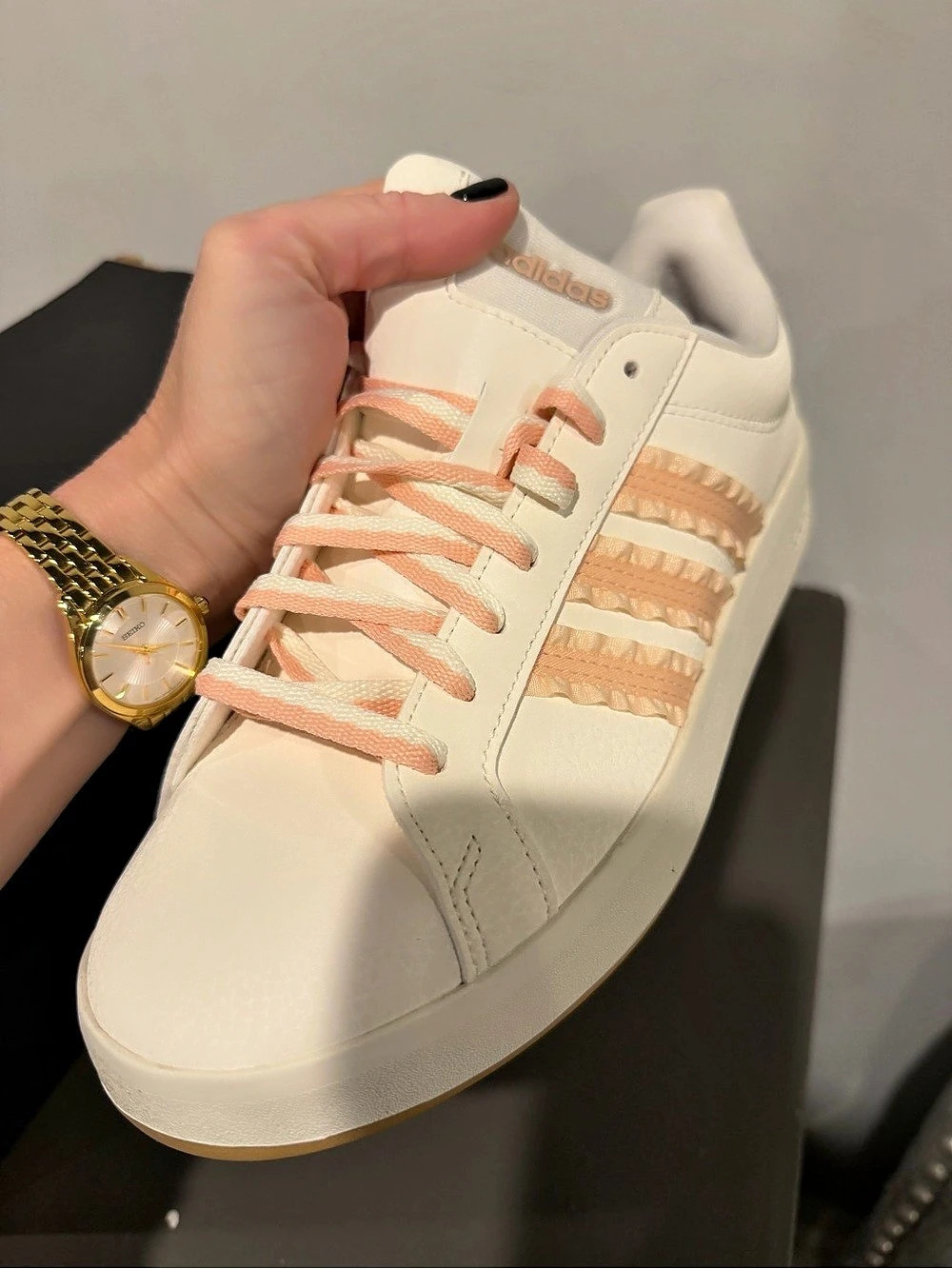 Adidas Grand Court 3.0 J Women's Sneakers White & Pink US 6 NWT